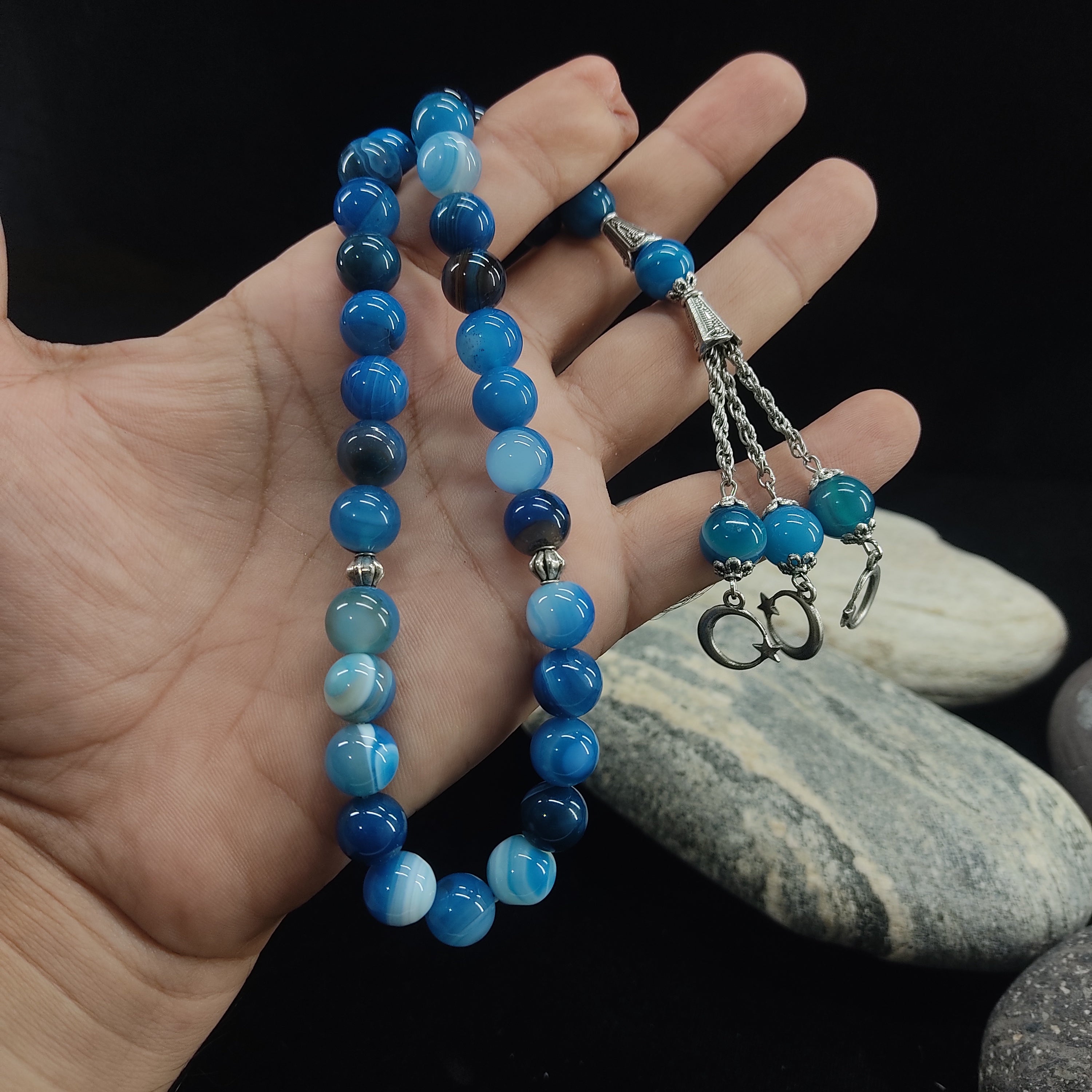 Natural Blue  Aqeeq Tasbih Collection