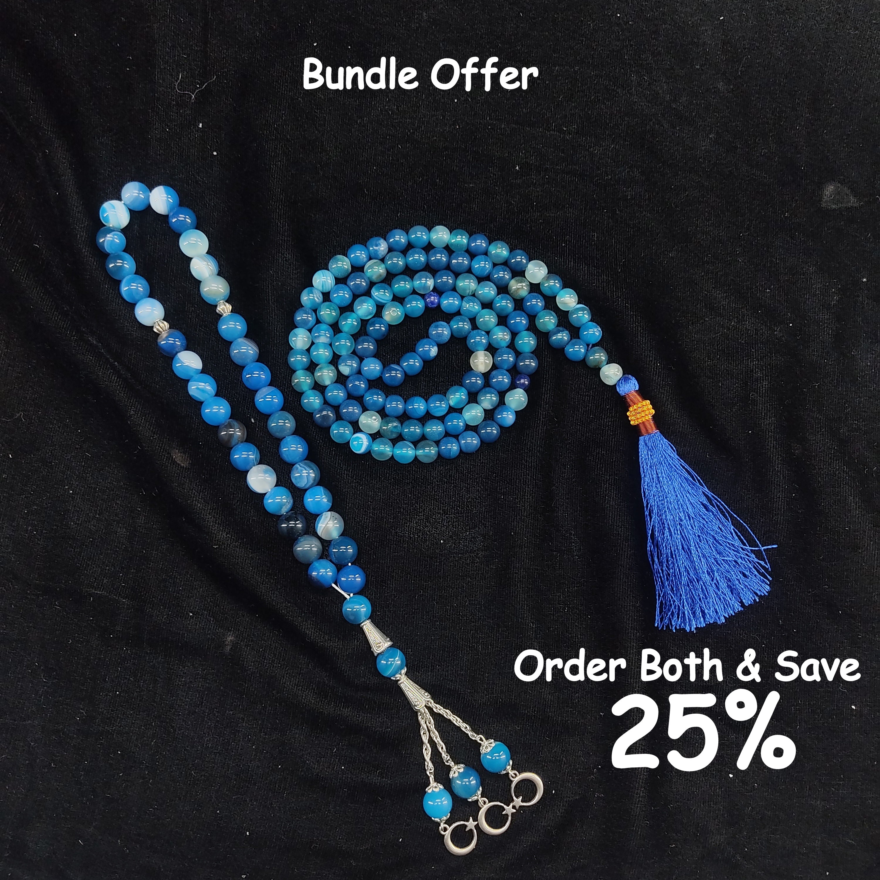 Natural Blue  Aqeeq Tasbih Collection