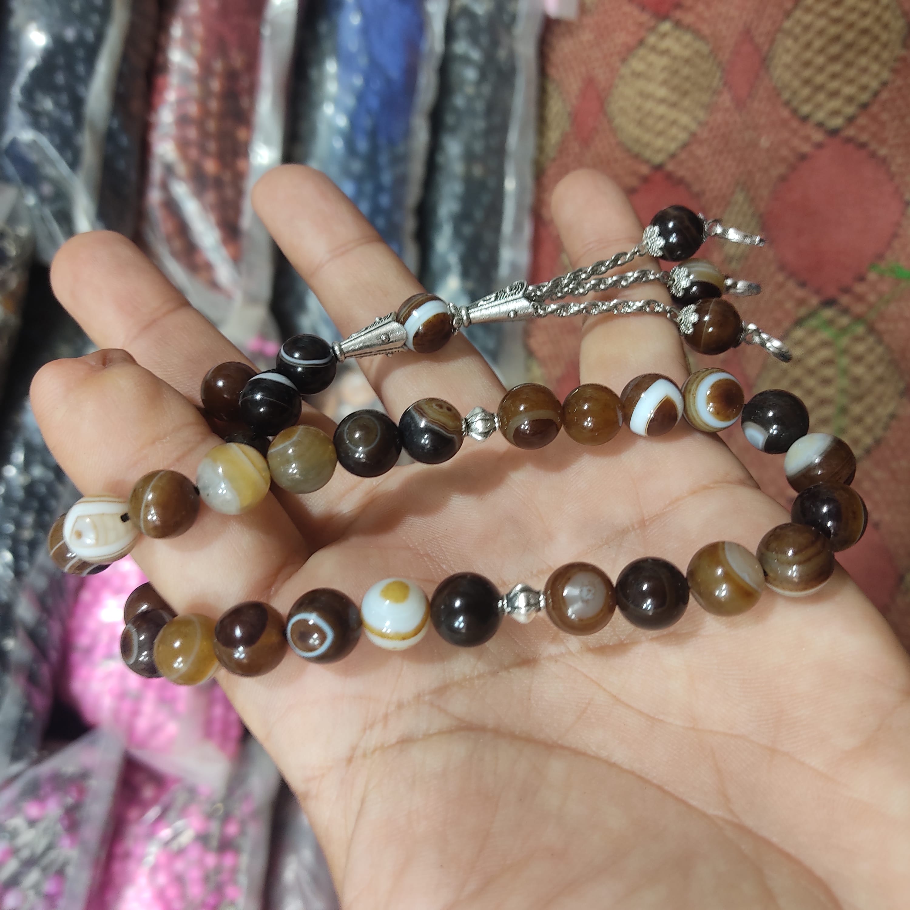 Brown Sulaimani  Aqeeq Stone  Tasbeeh 10mm 33 beads