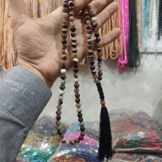 Brown Sulaimani  Aqeeq Stone  Tasbeeh 8mm 100 beads