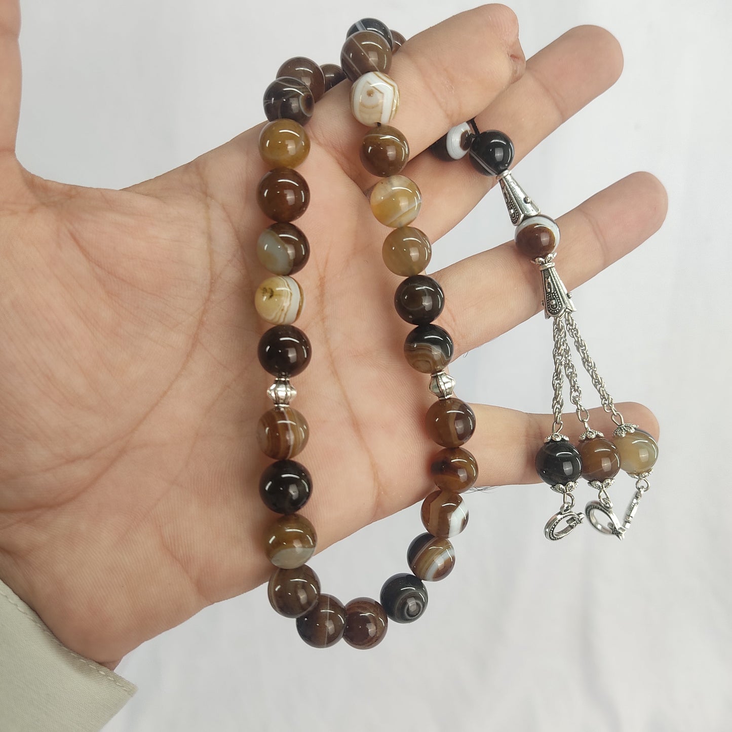 Brown Sulaimani  Aqeeq Stone  Tasbeeh 10mm 33 beads