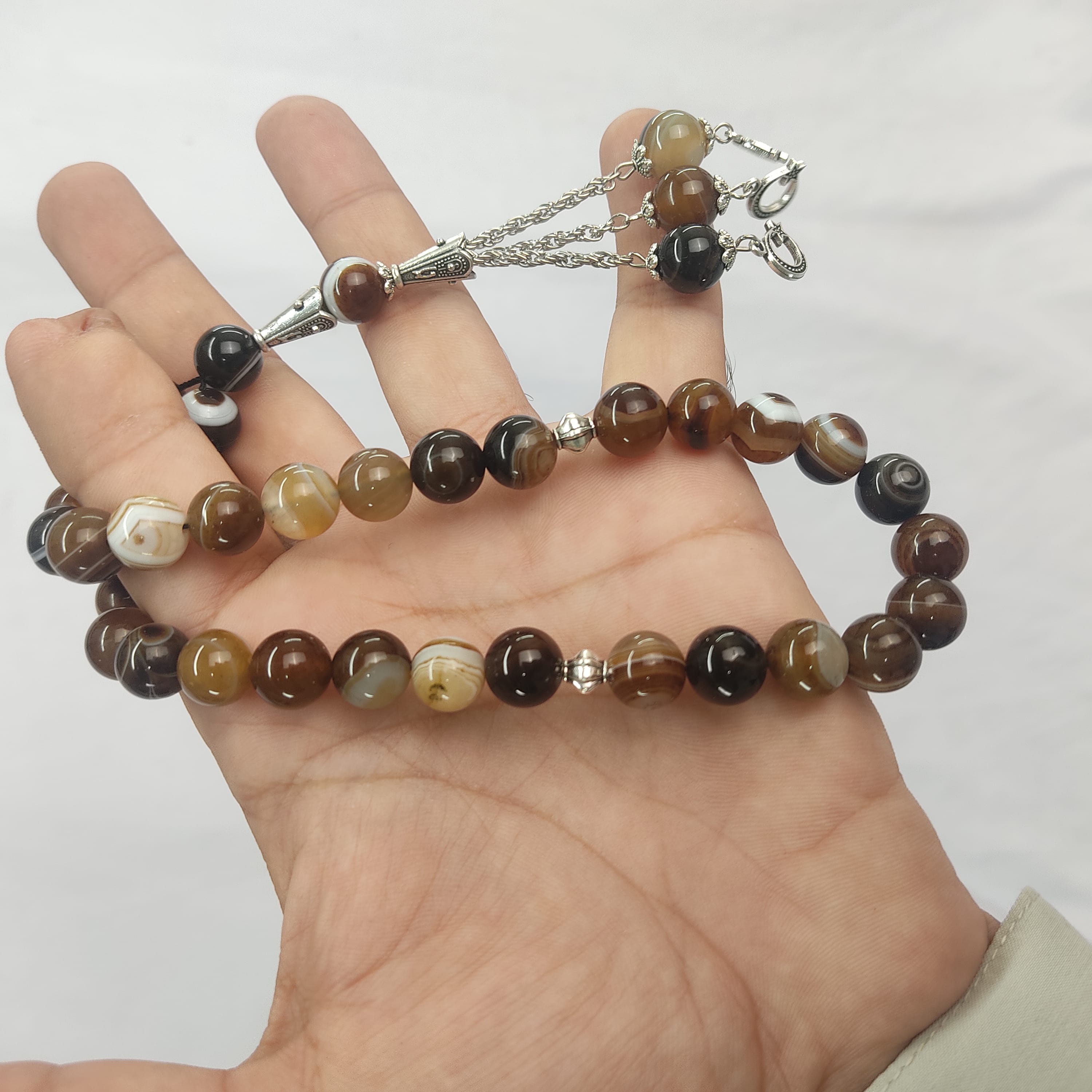 Brown Sulaimani  Aqeeq Stone  Tasbeeh 10mm 33 beads