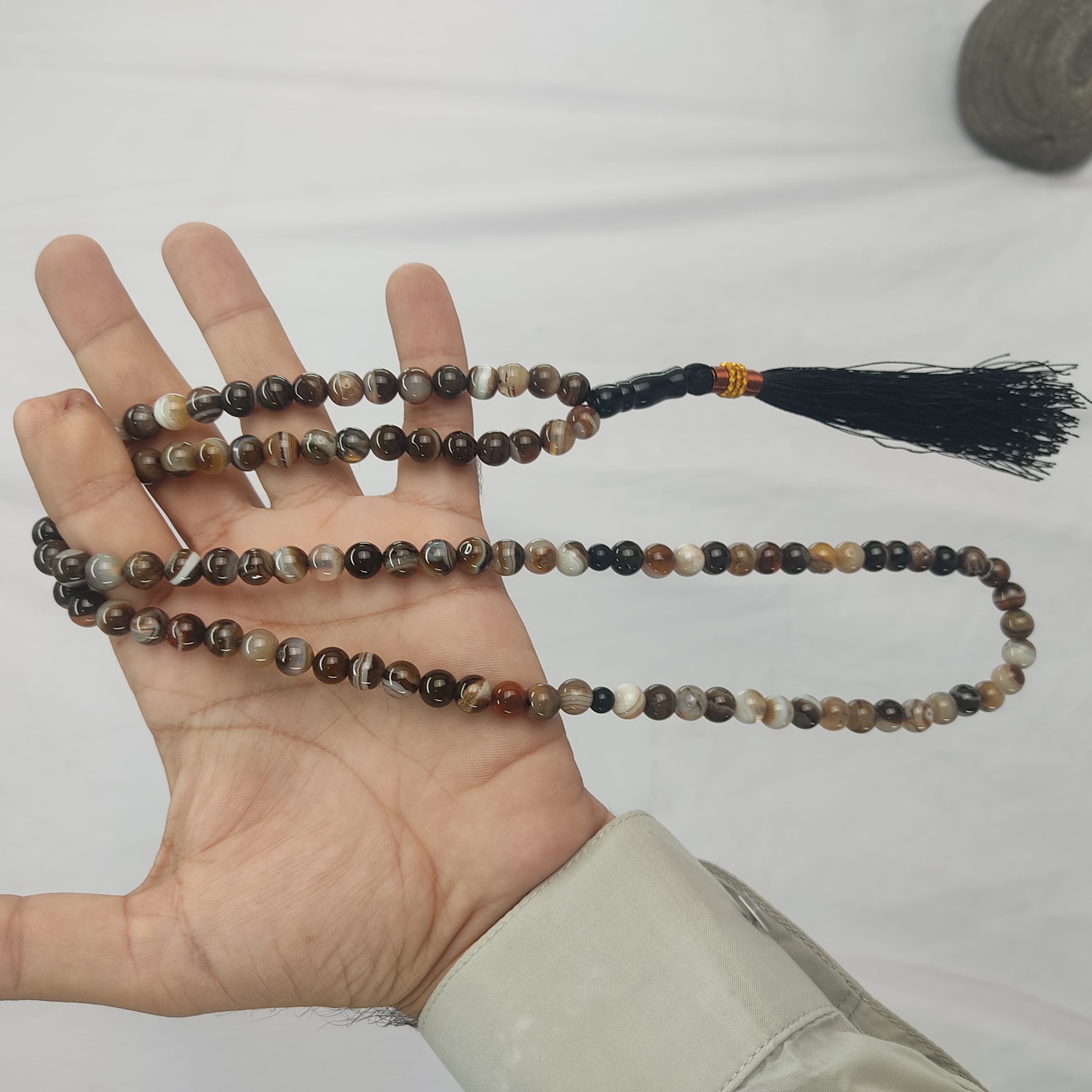 Brown Sulaimani  Aqeeq Stone  Tasbeeh 8mm 100 beads