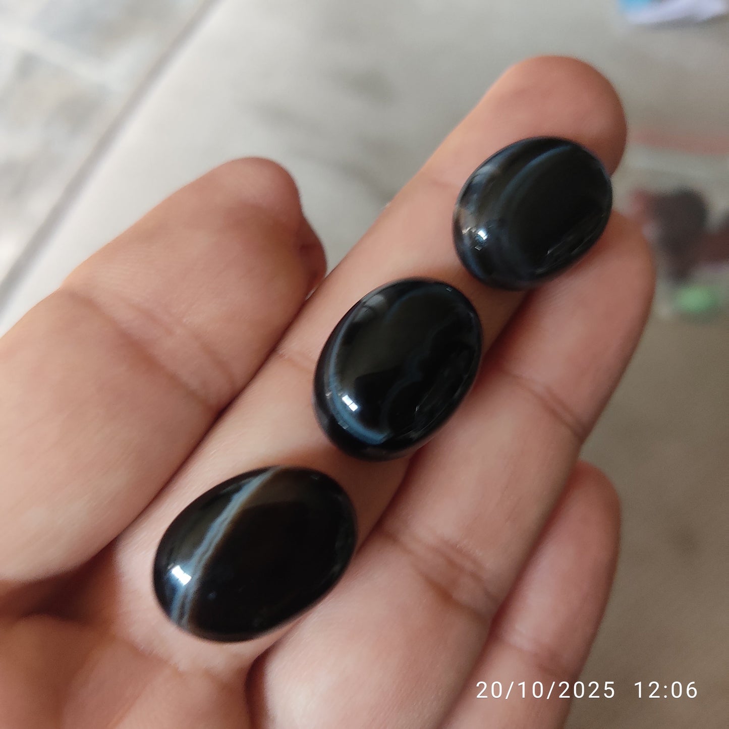 Black  Aqeeq Stone (Irani  with Inclusions) Medium Size SA-106 (RS. 1800/Each)
