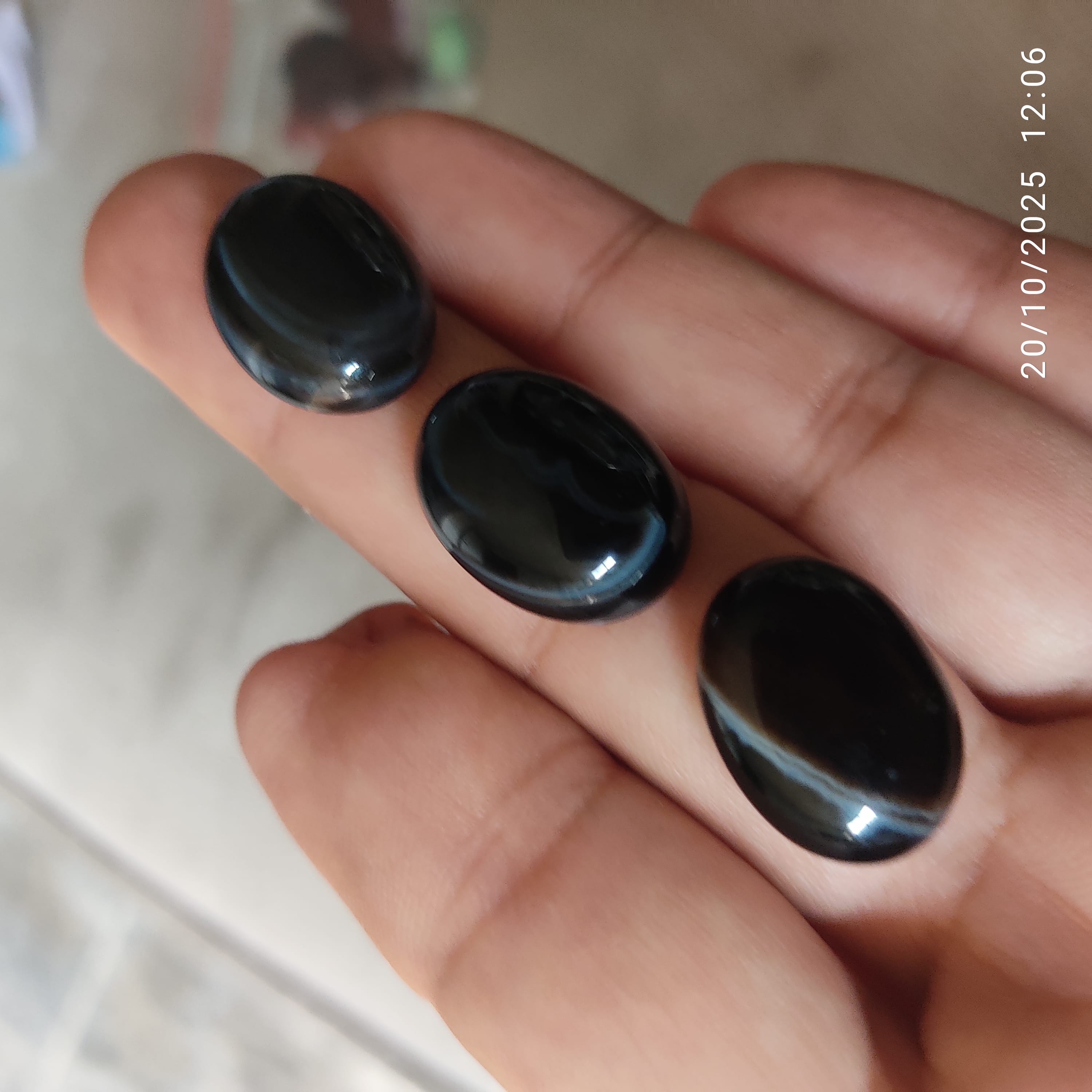 Black  Aqeeq Stone (Irani  with Inclusions) Medium Size SA-106 (RS. 1800/Each)