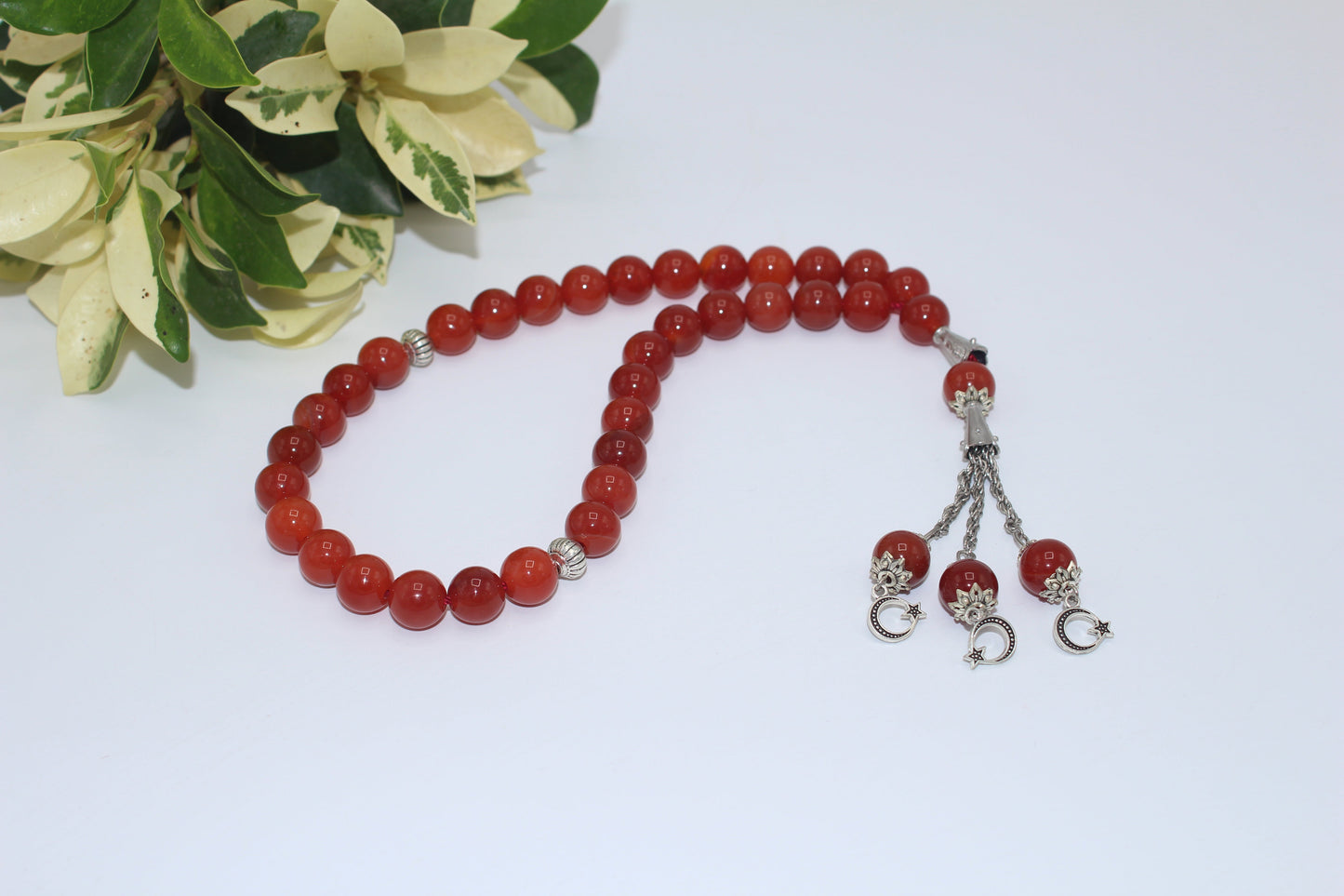 Red Aqeeq Stone  Tasbih 10mm/33 Beads