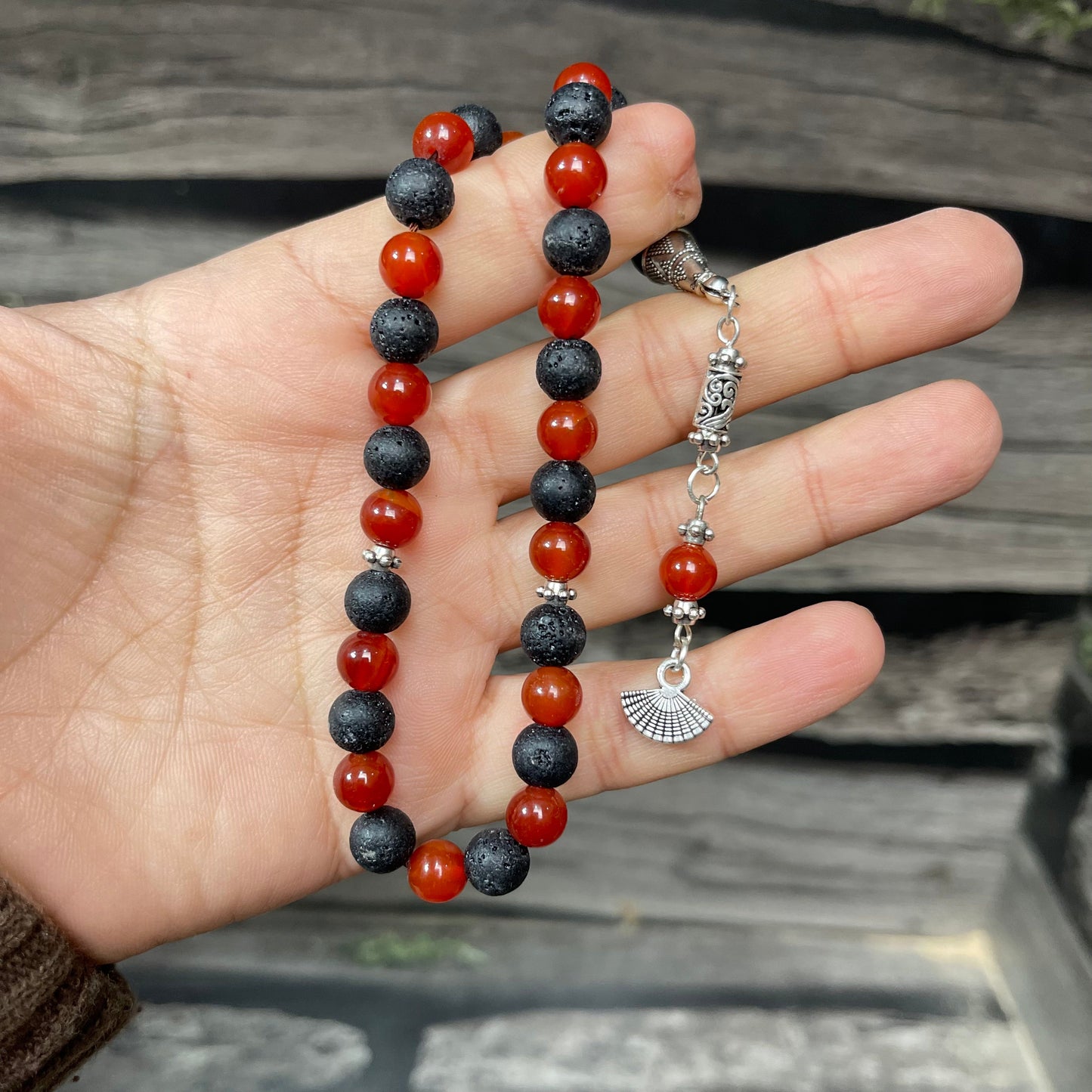 Red Yamni Aqeeq & Lava Stone Tasbeeh