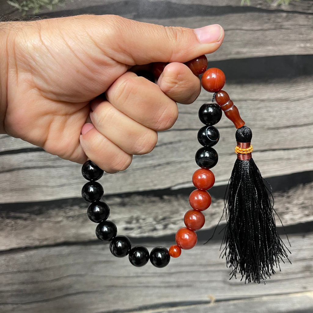 Red & Black  (Sulamaini)  Aqeeq Stone Tasbih  Collection