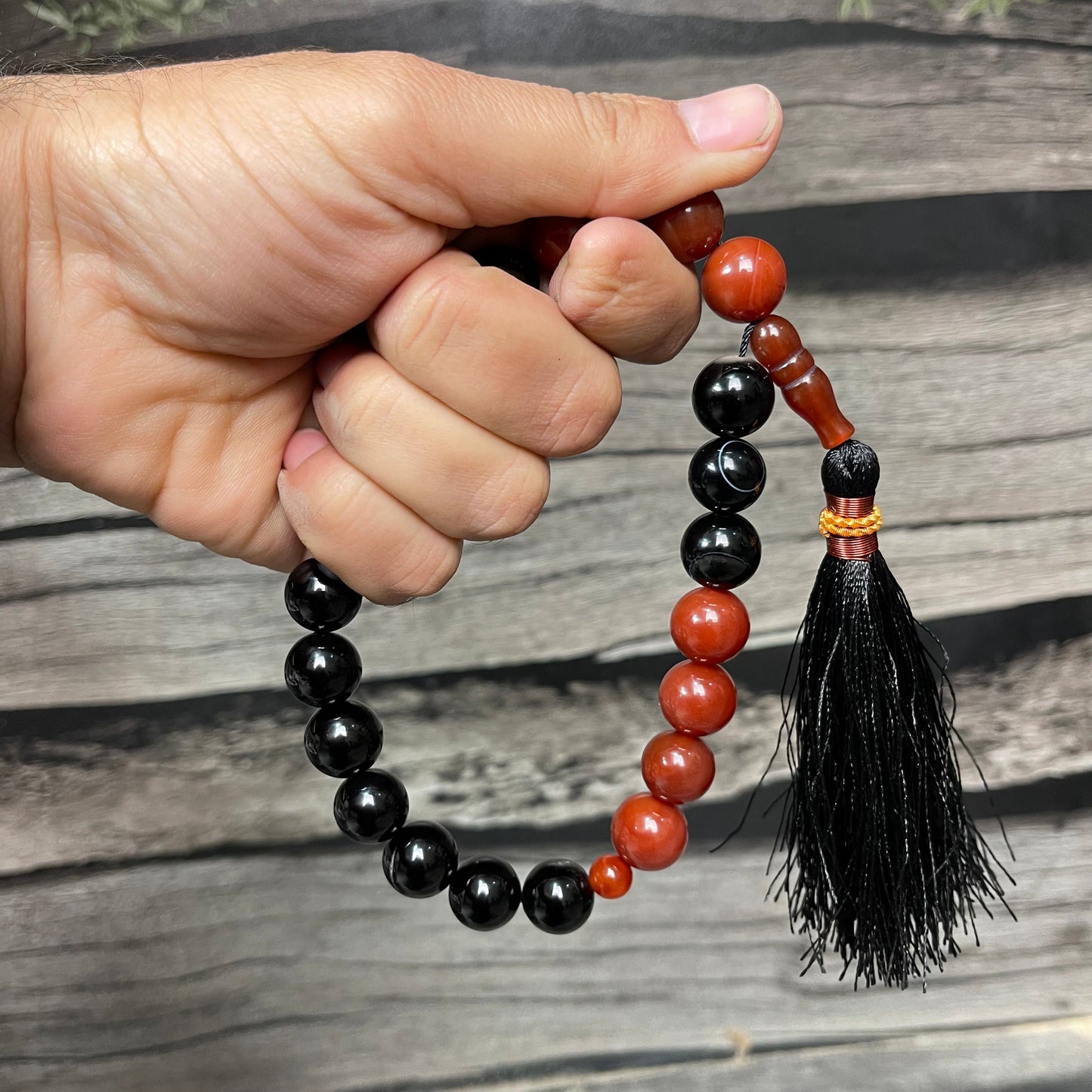 Red & Black  (Sulamaini)  Aqeeq Stone Tasbih  Collection