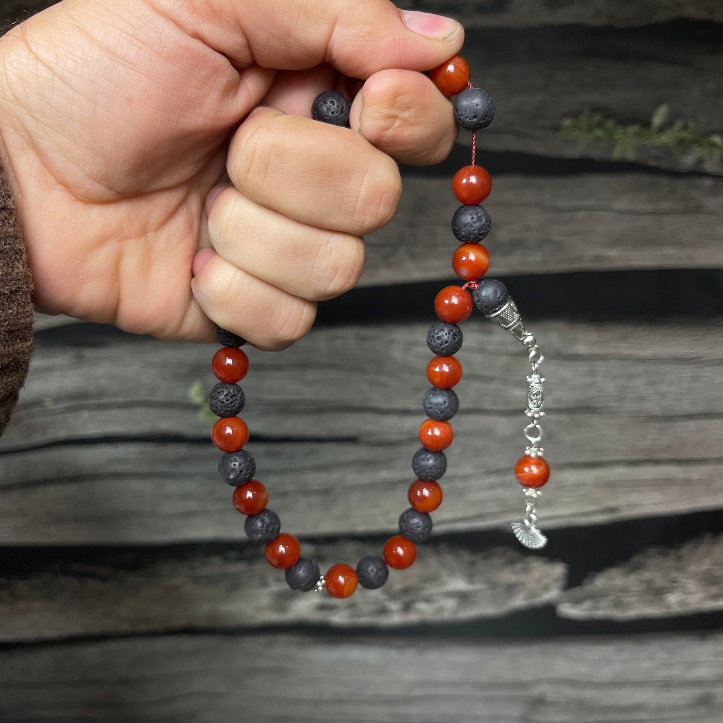 Red Yamni Aqeeq & Lava Stone Tasbeeh