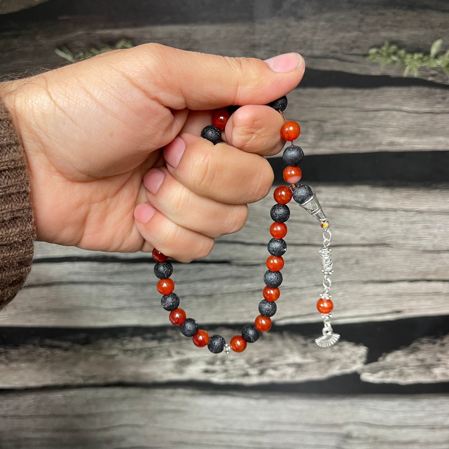 Red Yamni Aqeeq & Lava Stone Tasbeeh