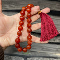 Yamni (Red)  Aqeeq Stone  Tasbih 14mm 21 Beads