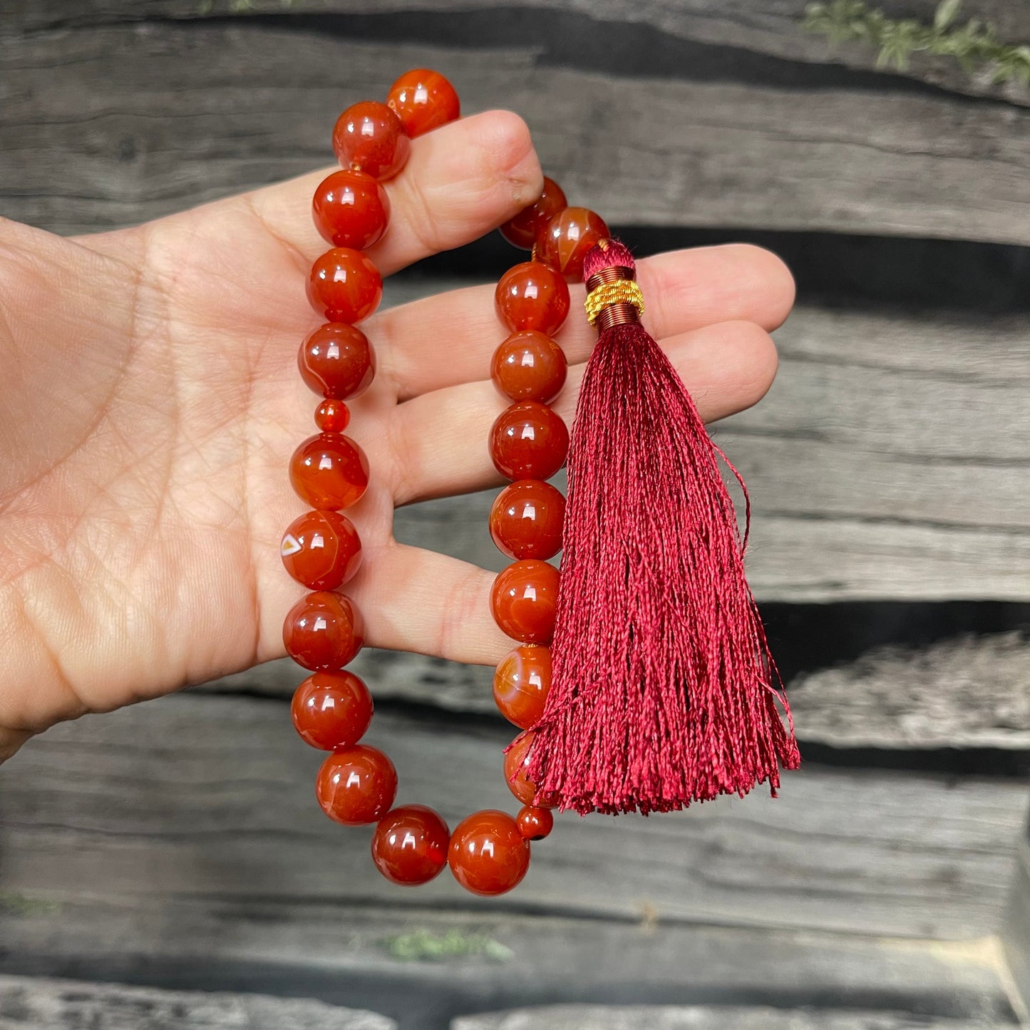 Yamni (Red)  Aqeeq Stone  Tasbih 14mm 21 Beads