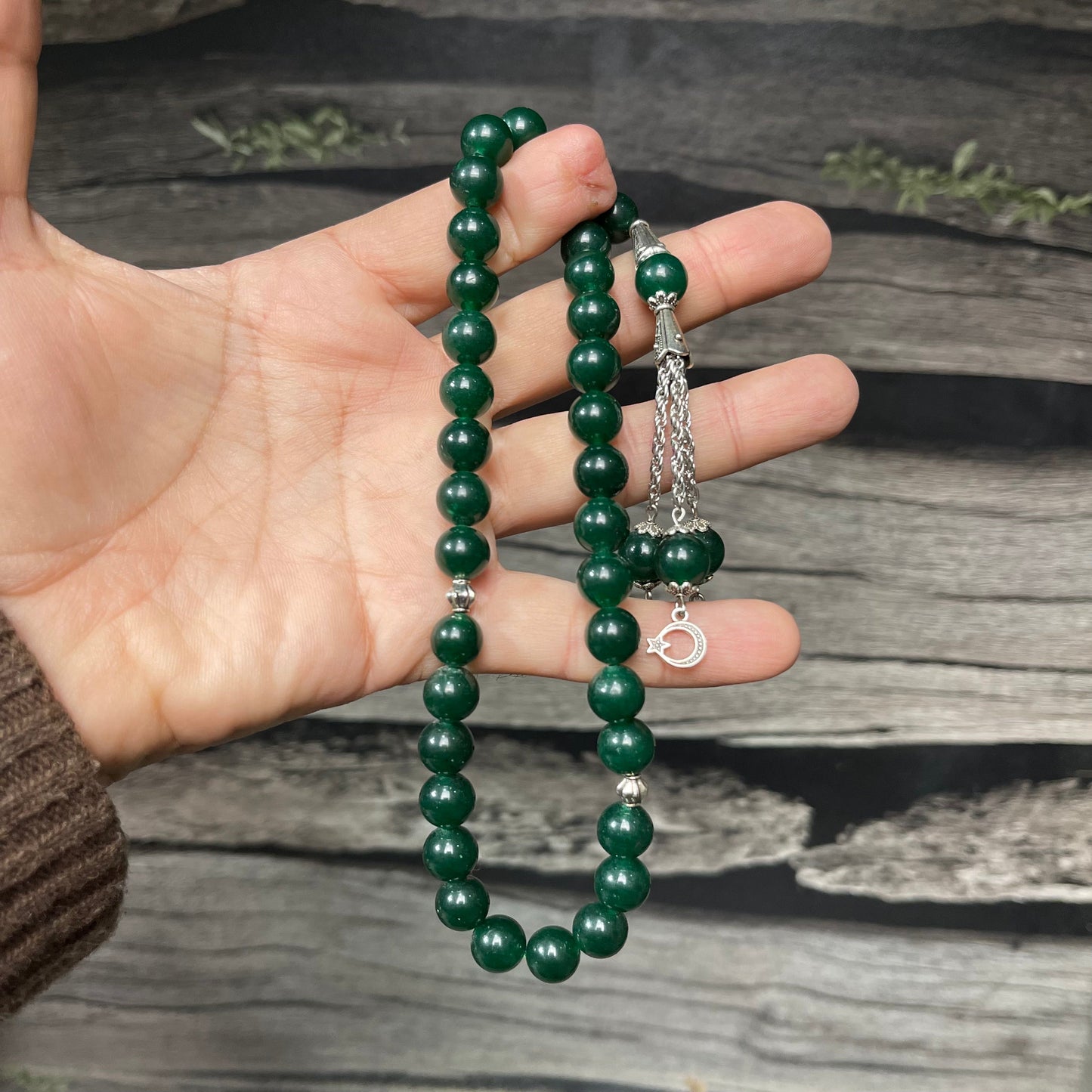 Green Aqeeq Stone  Tasbeeh 10mm 33 beads