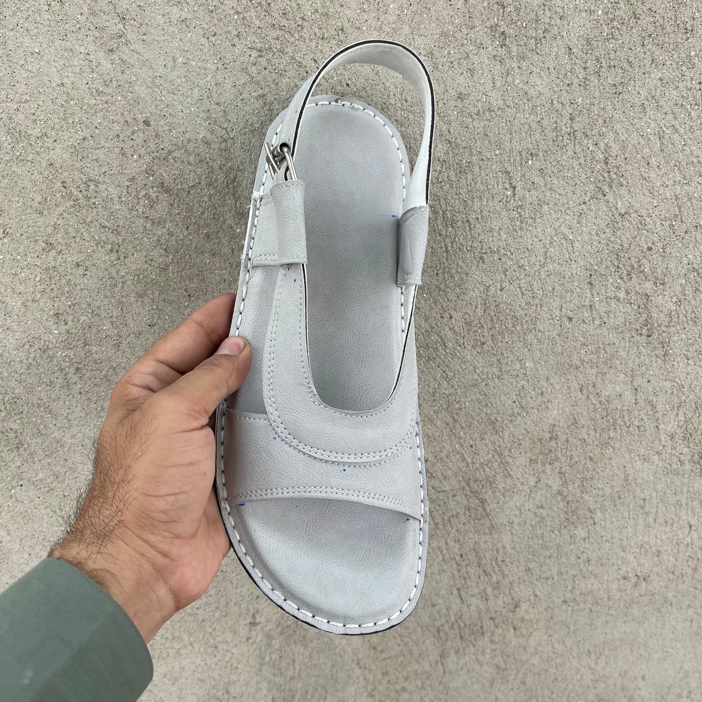 Hajj & Umrah Special Slippers, (Handmade, Anti slip, All Day Comfort) Light Grey Color