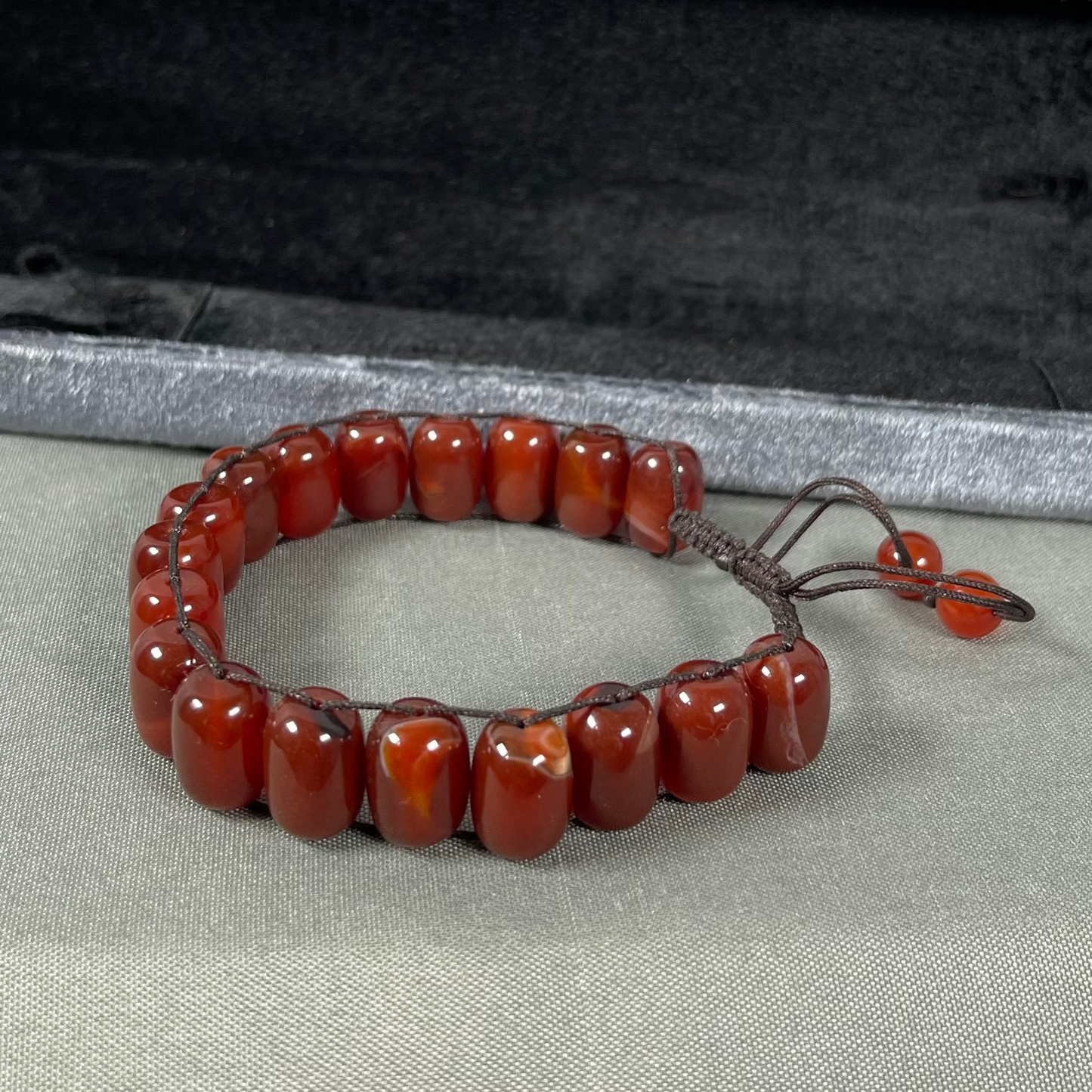 Turkish Round Yamni Red  Aqeeq  Stone Tasbeeh