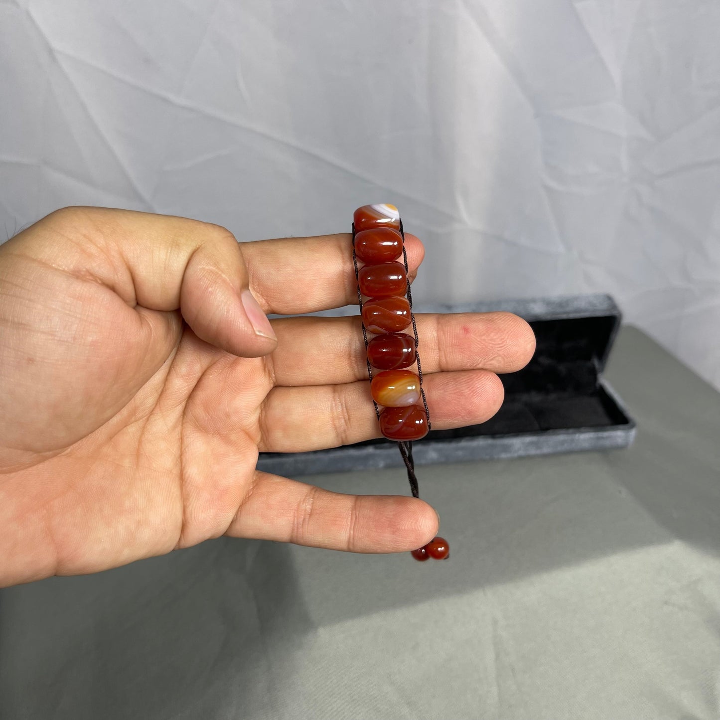 Turkish Round Yamni Red  Aqeeq  Stone Tasbeeh