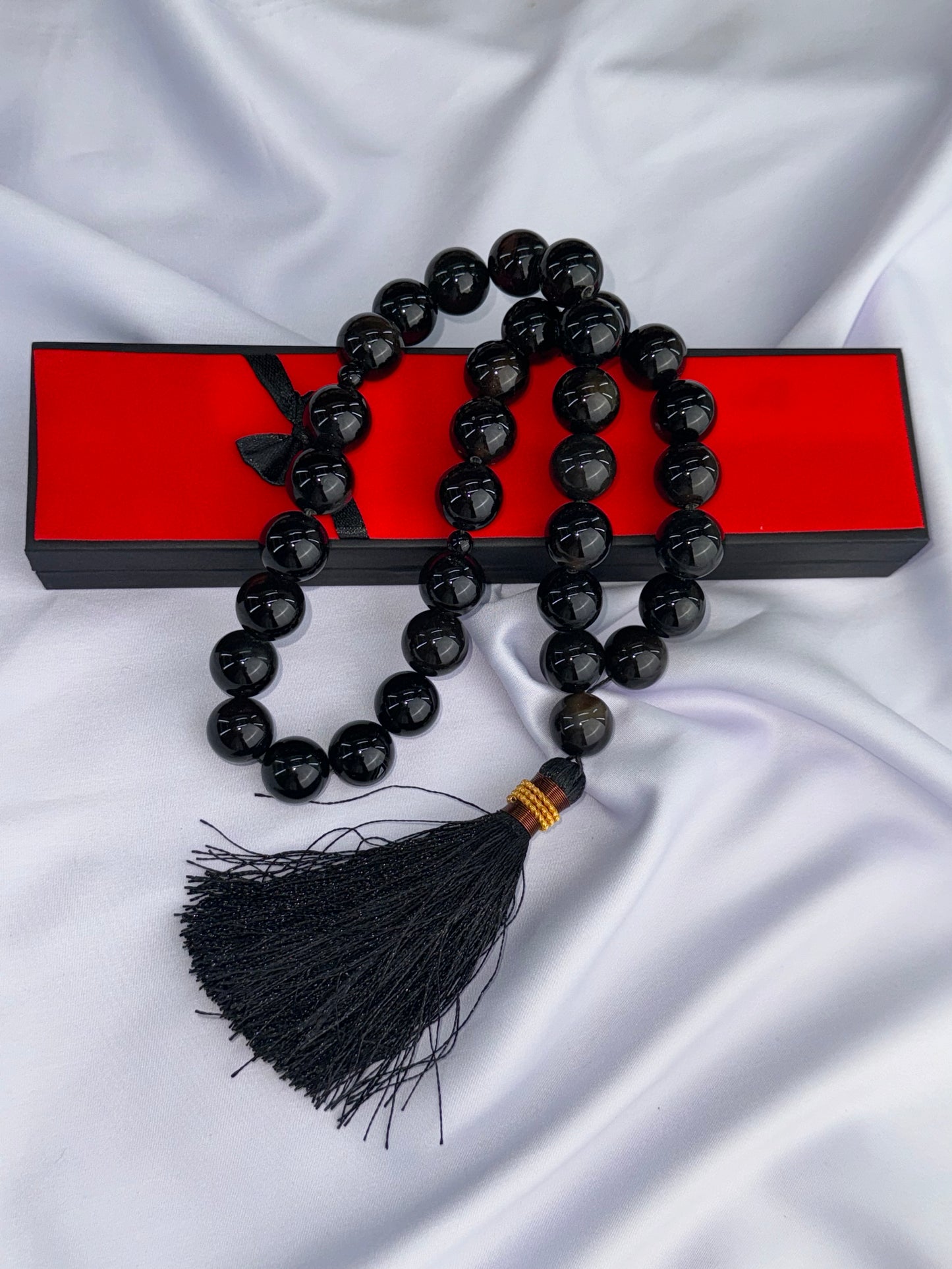 Black Aqeeq Tasbih 10mm/33 Beads