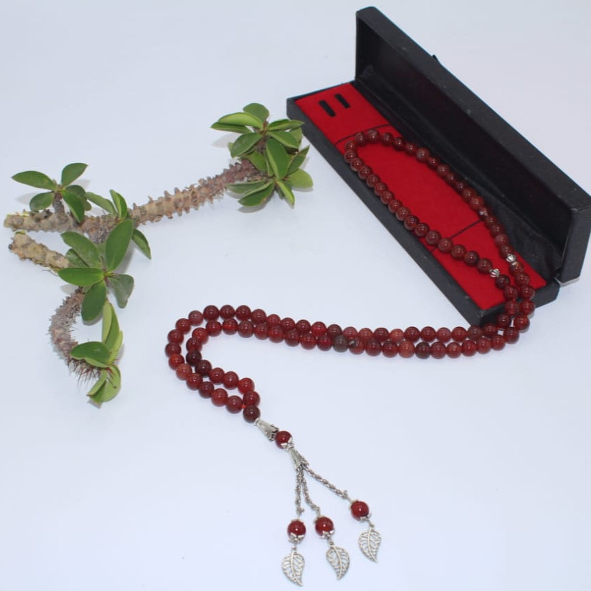 Red Aqeeq Stone Tasbih 8mm/100 Beads