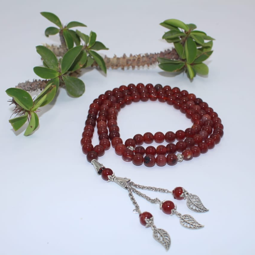 Red Aqeeq Stone Tasbih 8mm/100 Beads