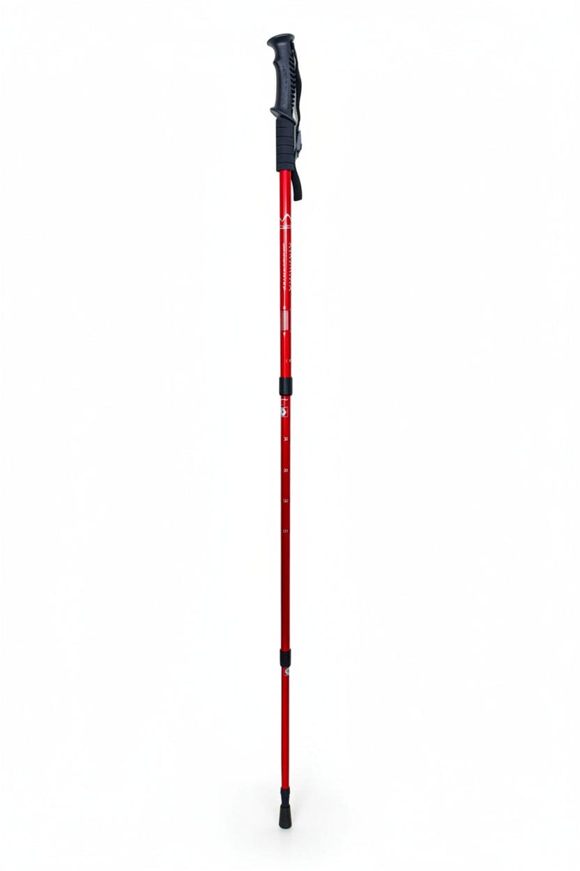 Vanguard Straight Grip-Shock Absorbing Aluminum Hiking Stick – High-Stability & Durable Support (Sport Red)