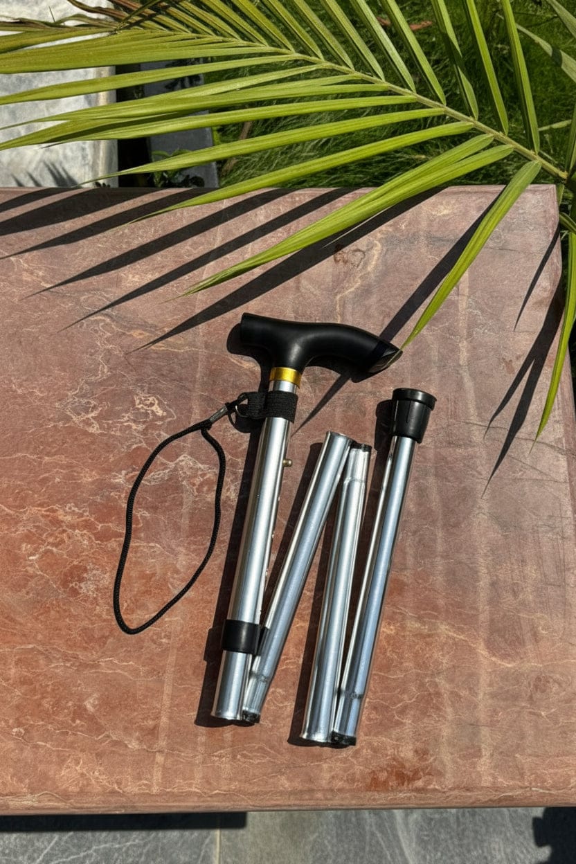 Aluminum Collapsible Walking Stick Silver  Color.