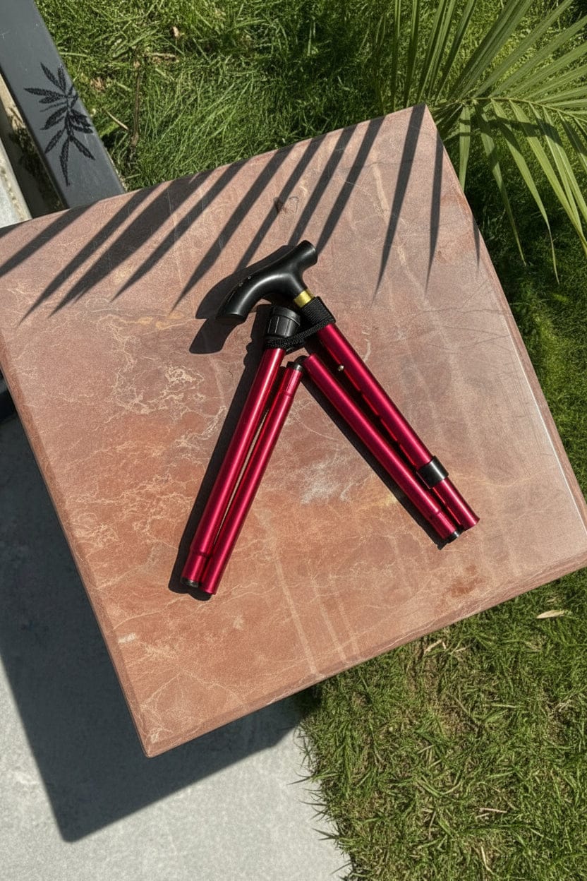 Aluminum Collapsible Walking Stick Red Color.