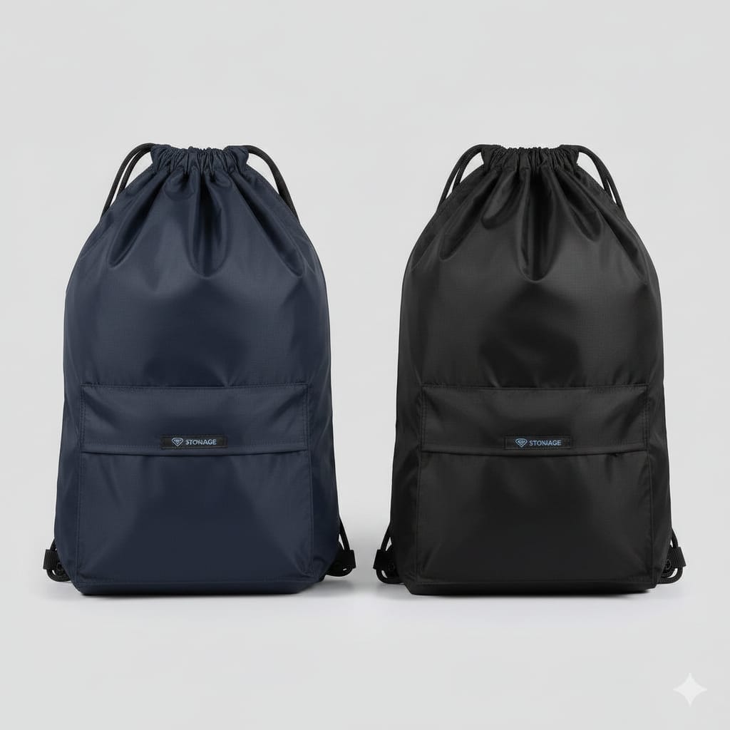 Pack of Two Drawstring Bags – , Waterproof, All-Purpose for Hajj Umrah College/Uni , Gym & Daily Use ( blue + Black )
