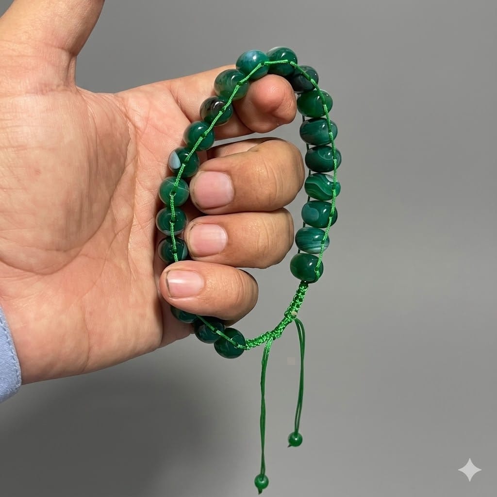 Turkish Round Green  Aqeeq  Stone Tasbeeh 21 Beads