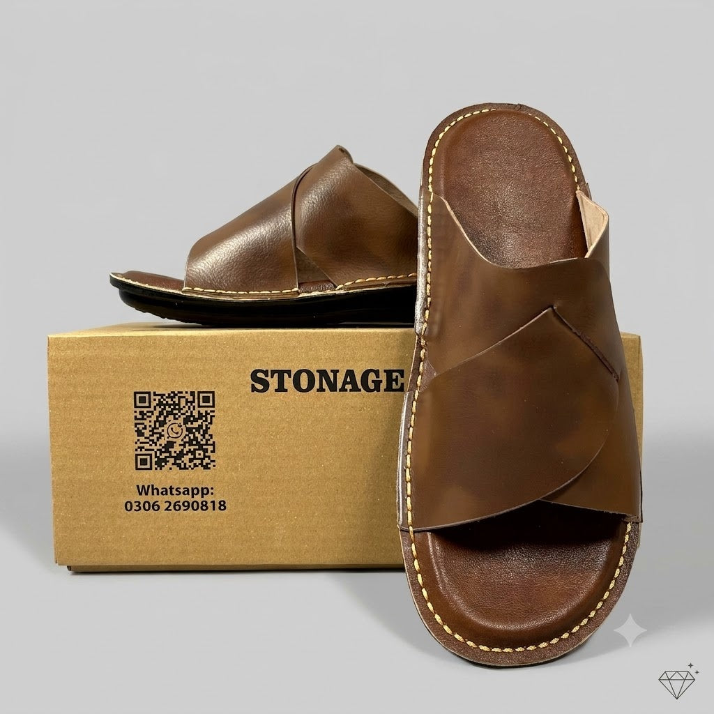 Handmade Slipper Double Shade Brown Light Weight & Soft.