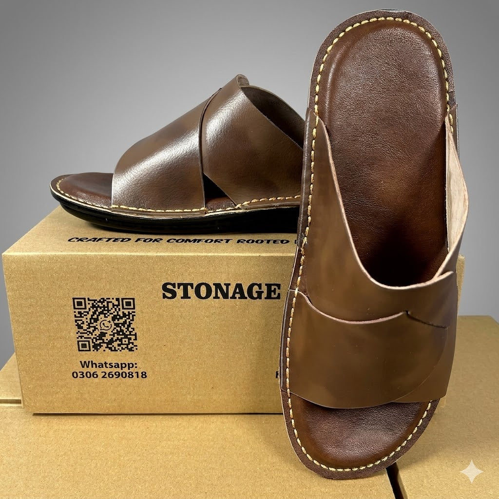 Handmade Slipper Double Shade Brown Light Weight & Soft.