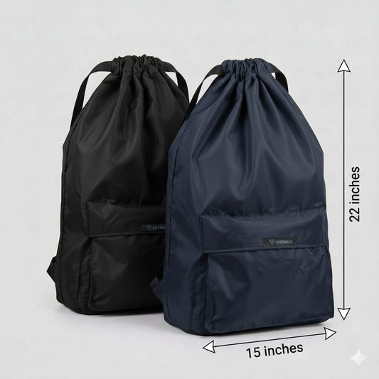 Pack of Two Drawstring Bags – , Waterproof, All-Purpose for Hajj Umrah College/Uni , Gym & Daily Use ( blue + Black )