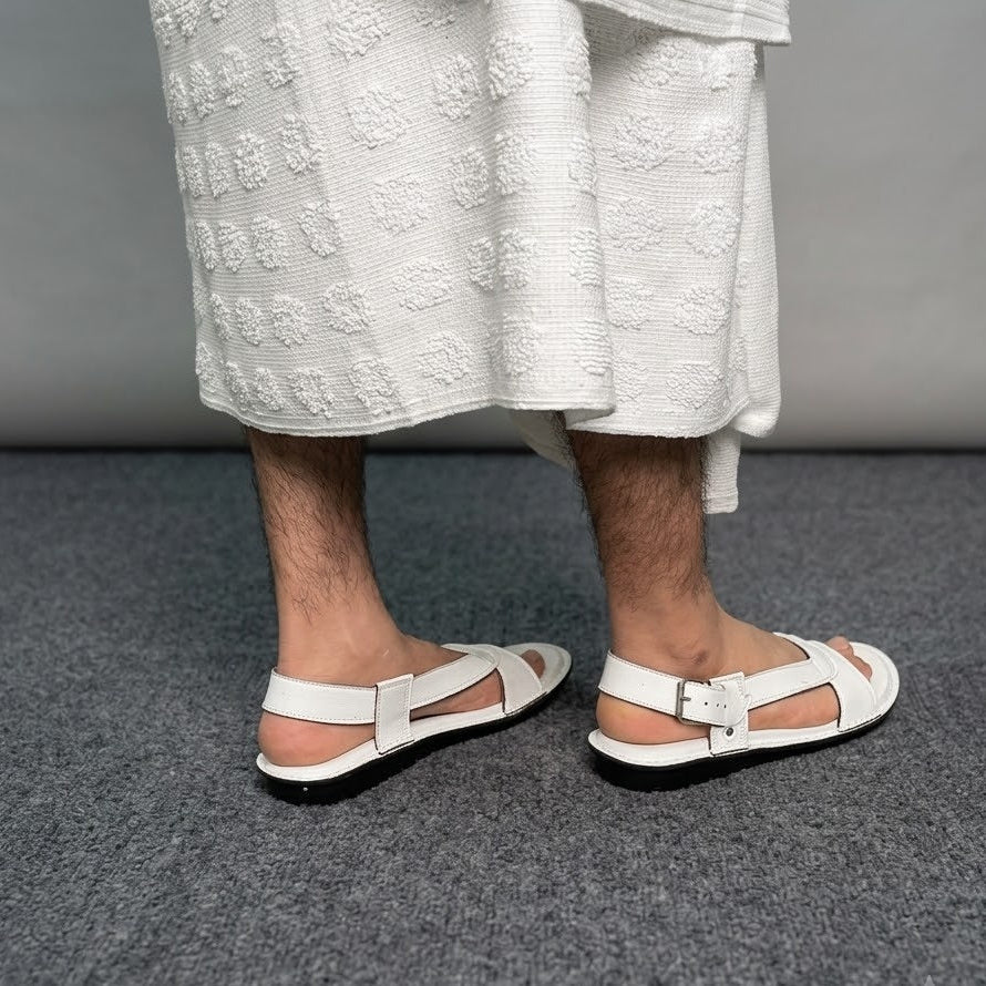 Hajj & Umrah Special Slippers, (Handmade, Anti slip, All Day Comfort) White Color