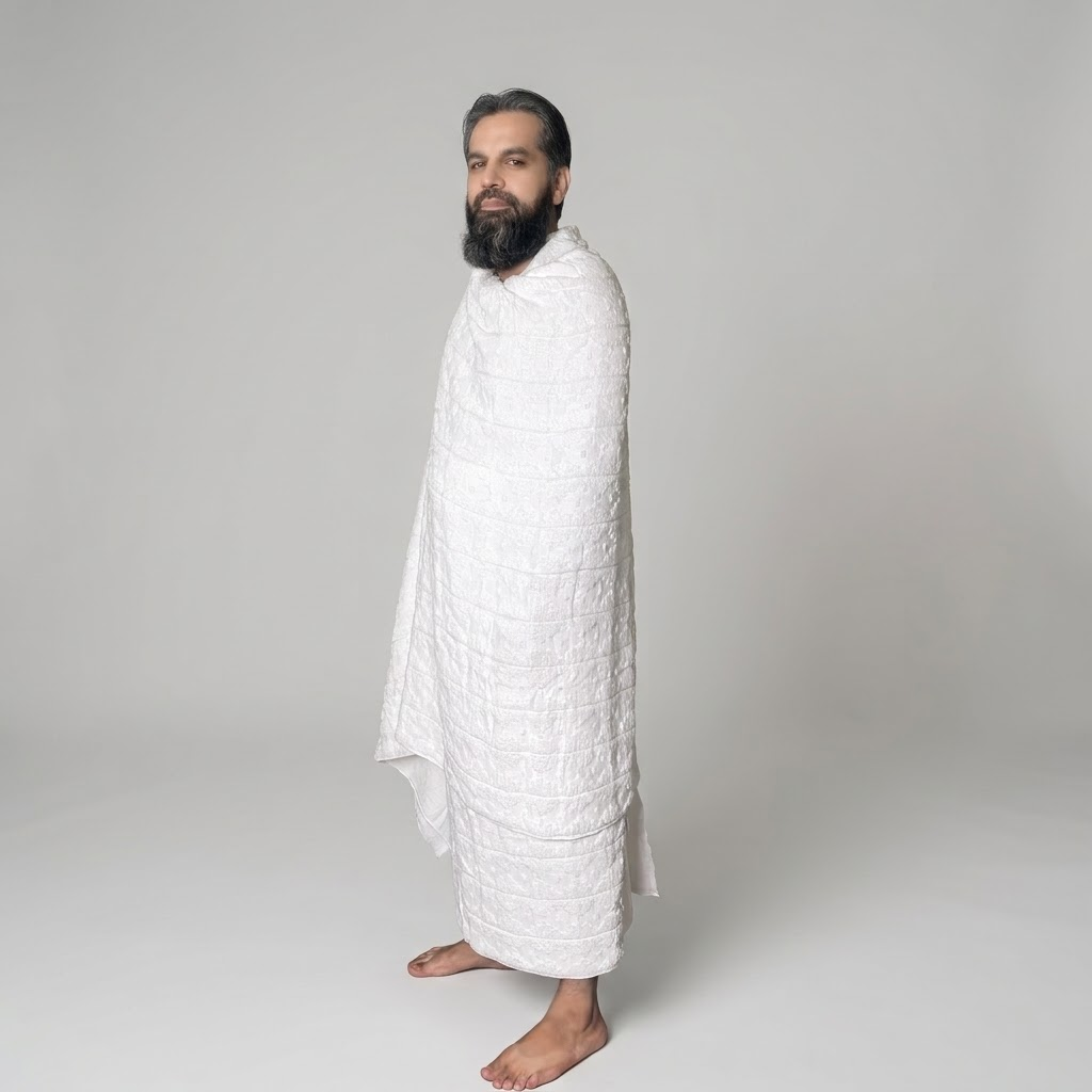 Zero Twist Pure Cotton Ihram  (2 Pieces) – Super Soft & Absorbent Double-Sided Towels,