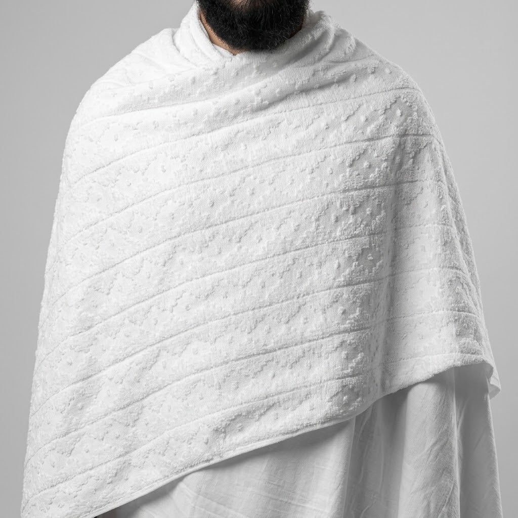 Zero Twist Pure Cotton Ihram  (2 Pieces) – Super Soft & Absorbent Double-Sided Towels,