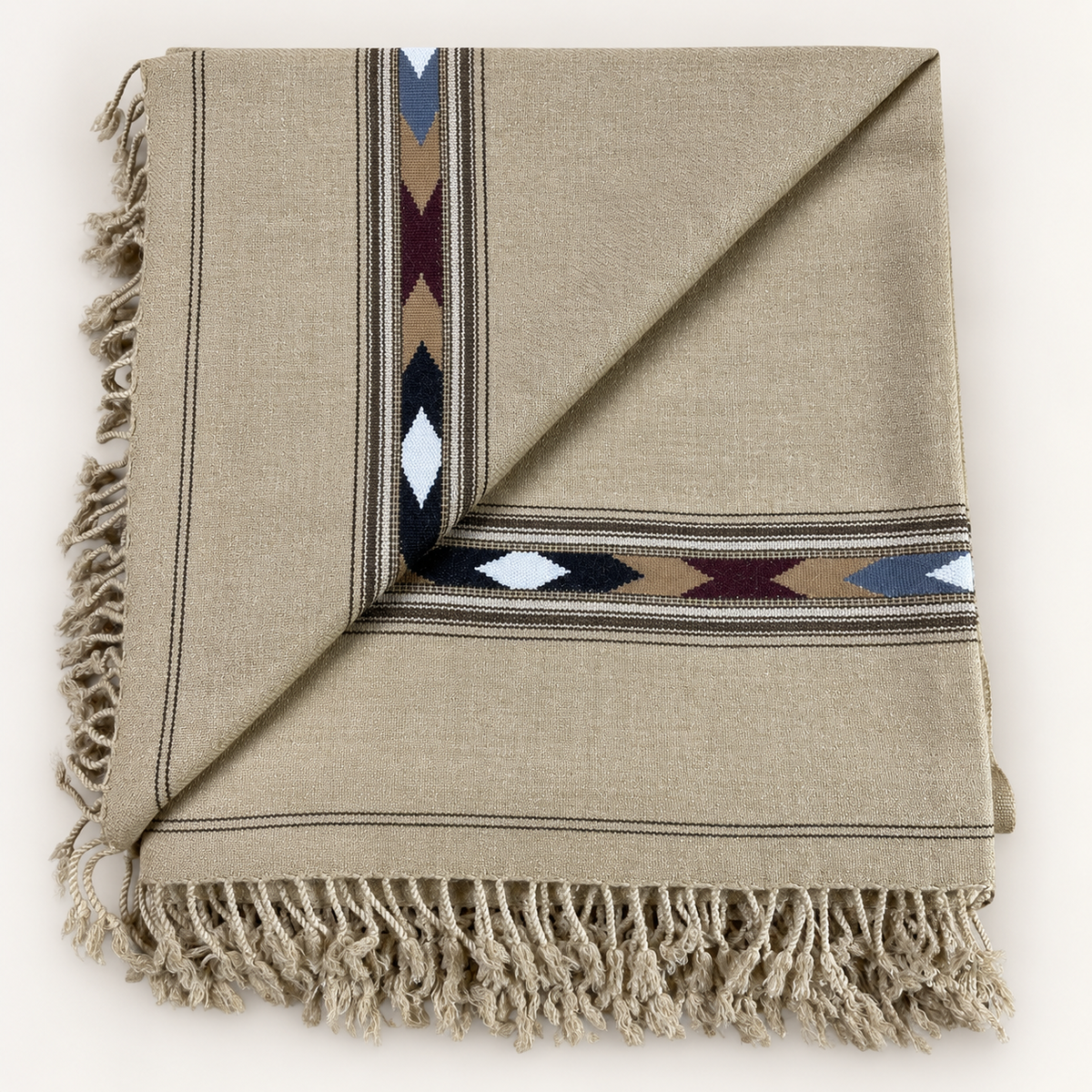 Stonage Sadabahar Swati Kaadi Shawl , Pure and Original Woolen, Sand Beig Color