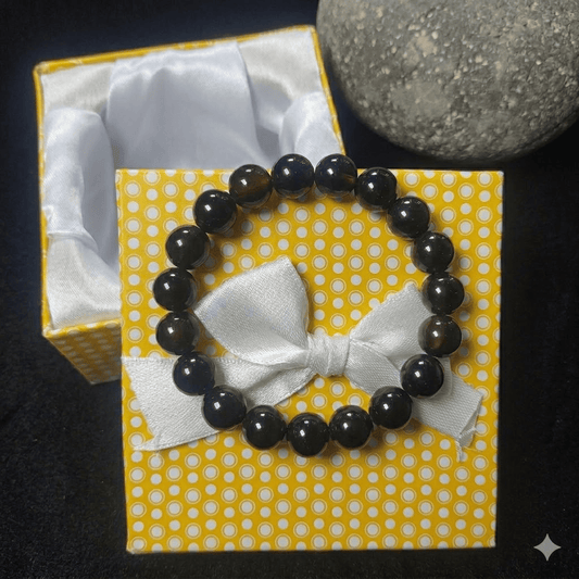 Aqeeq Stone Bracelet – Free Size Fit for All  Black Color (16 beads 10mm Size ) Elastic