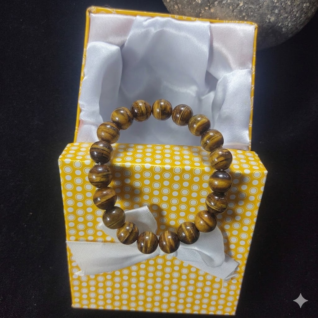 Tiger Eye Bracelet  – Free Size Fit for All( 16 Beads ,10mm size) Elastic