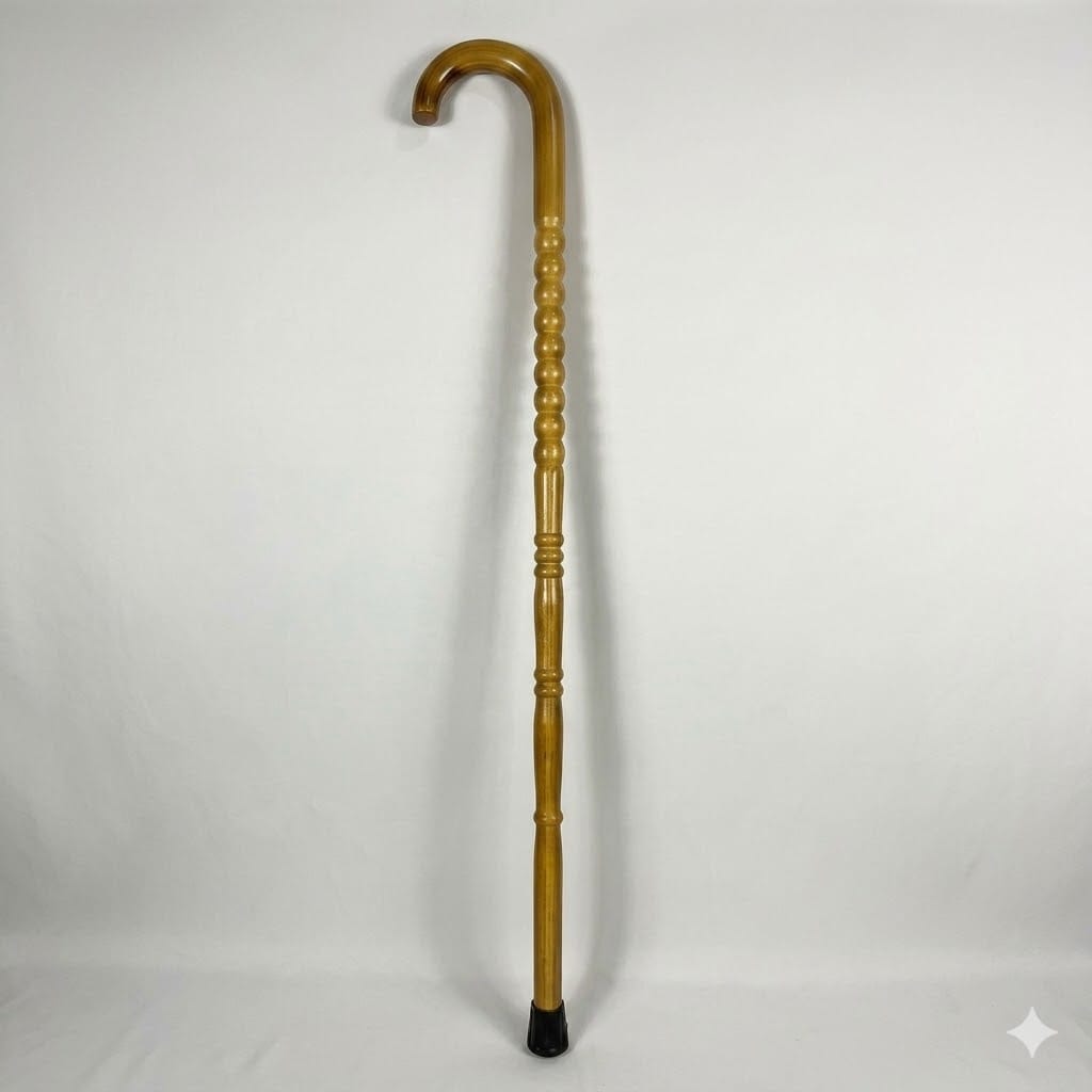 Smoothie Premium Wooden Walking Cane – Classic Brown Round Handle Design