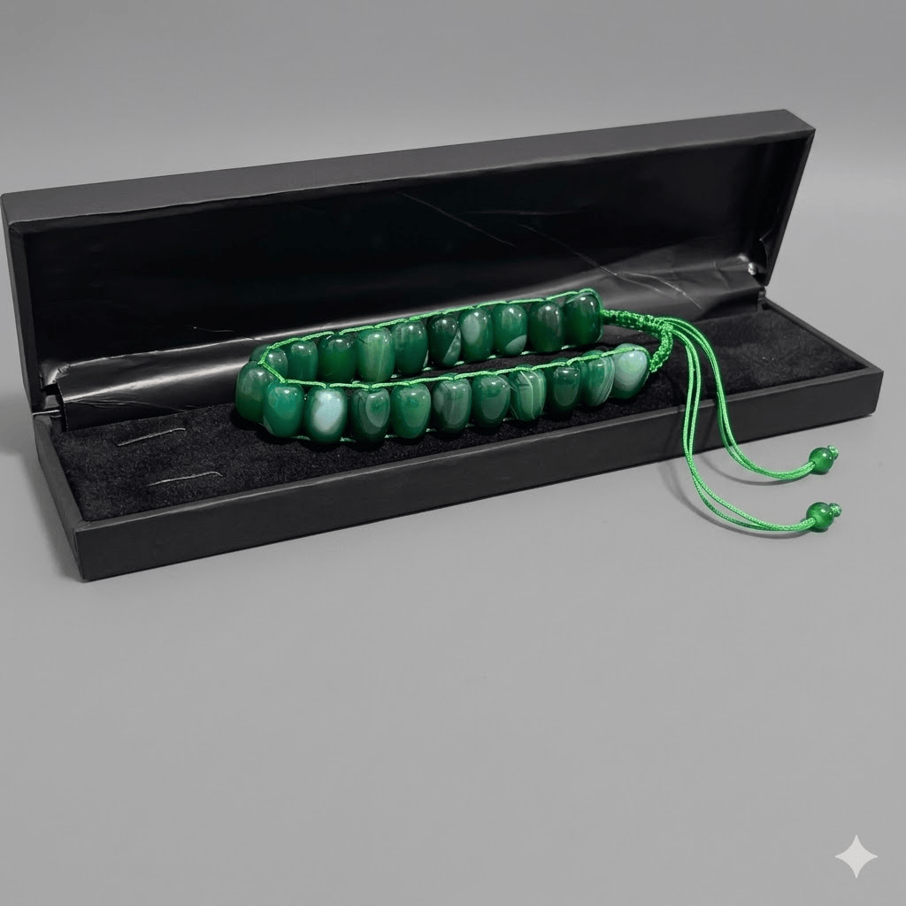 Turkish Round Green  Aqeeq  Stone Tasbeeh 21 Beads