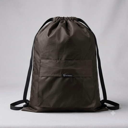 Drawstring Bag – , Waterproof, All-Purpose for Hajj Umrah College/Uni , Gym & Daily Use (Coffee Brown)