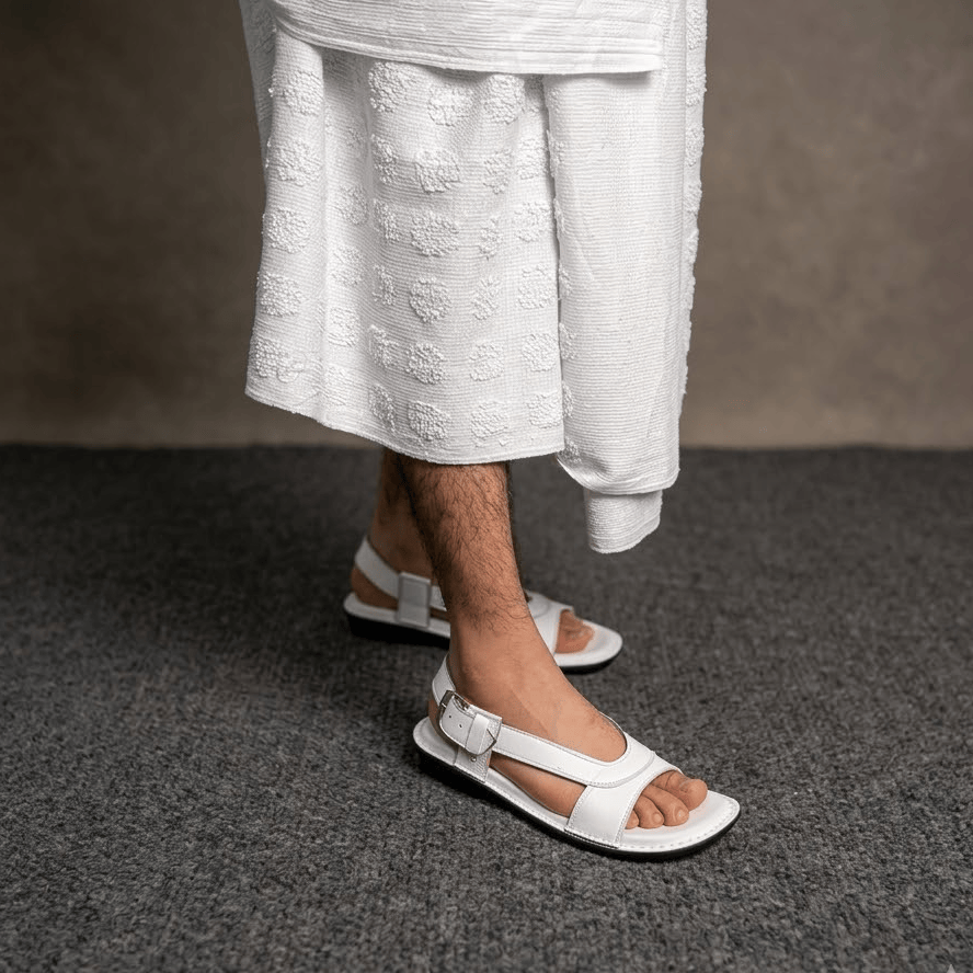 Hajj & Umrah Special Slippers, (Handmade, Anti slip, All Day Comfort) White Color