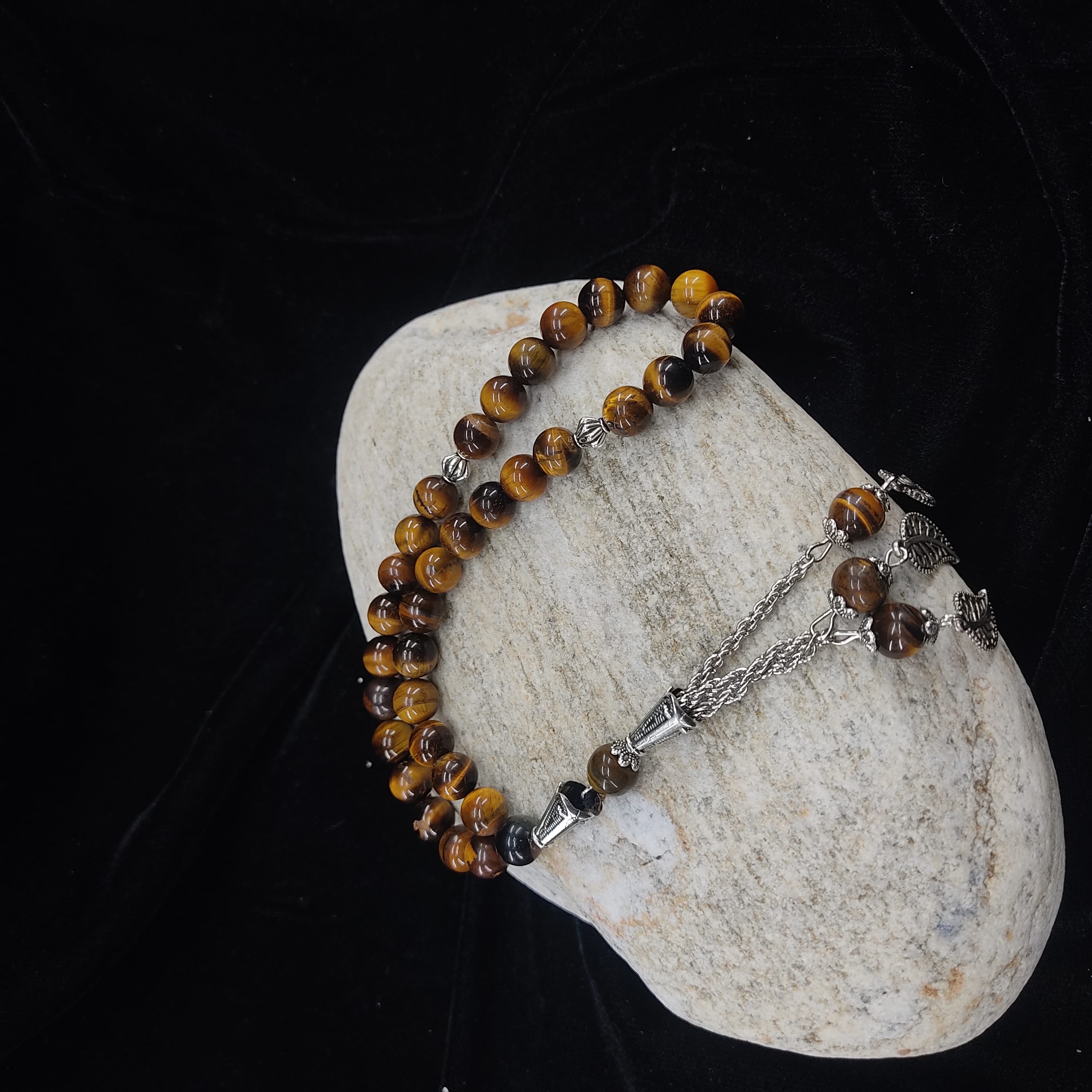 Tiger Eye Aqeeq Stone Tasbih 8mm Size / 33Beads