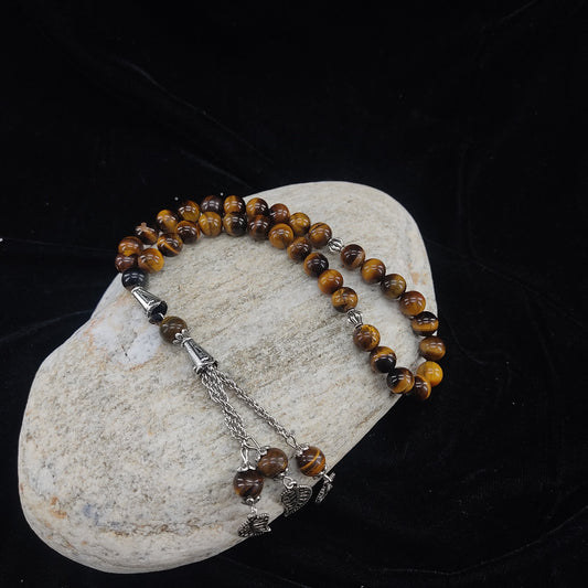 Tiger Eye Aqeeq Stone Tasbih 8mm Size / 33Beads