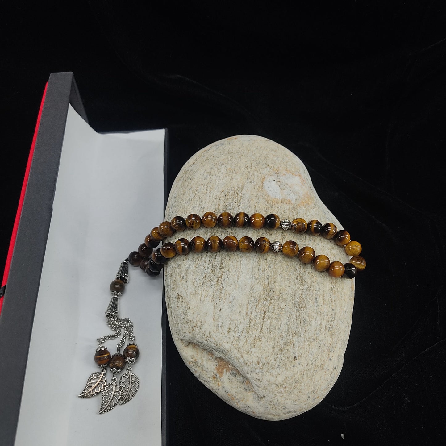 Tiger Eye Aqeeq Stone Tasbih 8mm Size / 33Beads