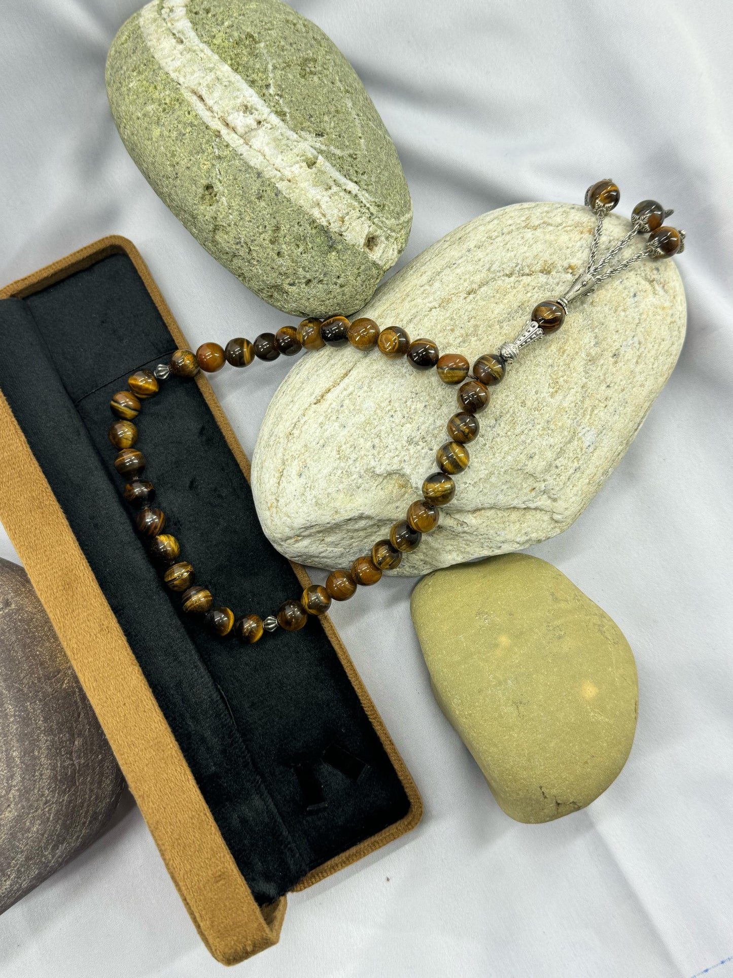 Tiger Eye Aqeeq Stone Tasbih 10mm Size / 33Beads